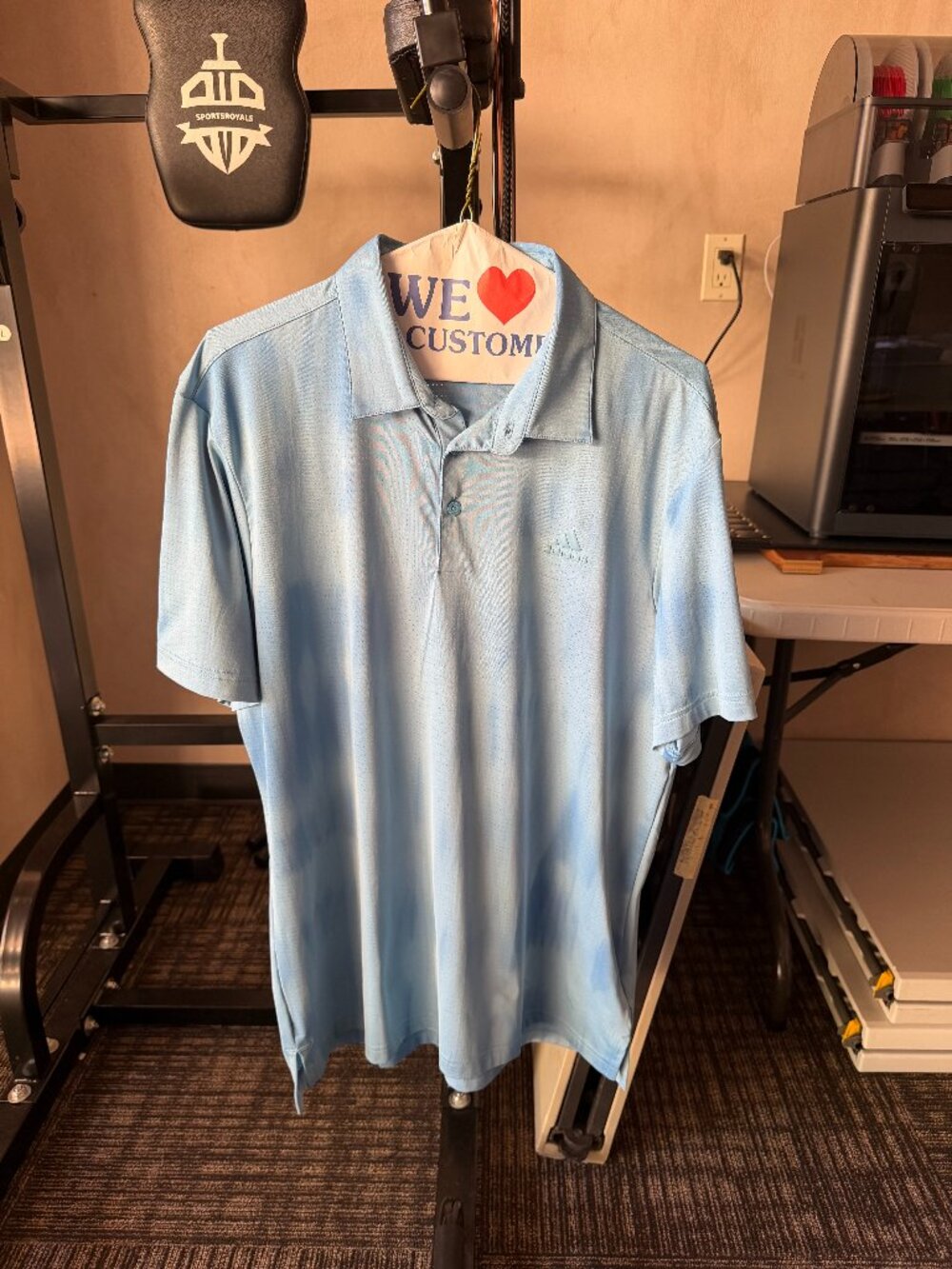 Adidas Men’s Tetherow Light Blue Washed-Effect Golf Polo M